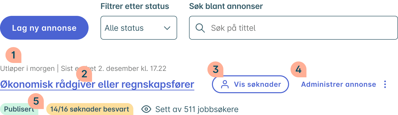 Skjermbilde av hvordan ny annonsevisning er utformet.